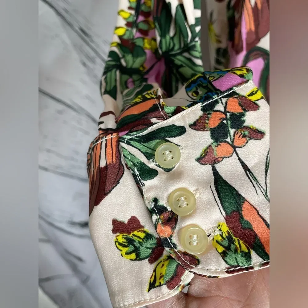 Free People Under The Palms Button Down long Shirt M